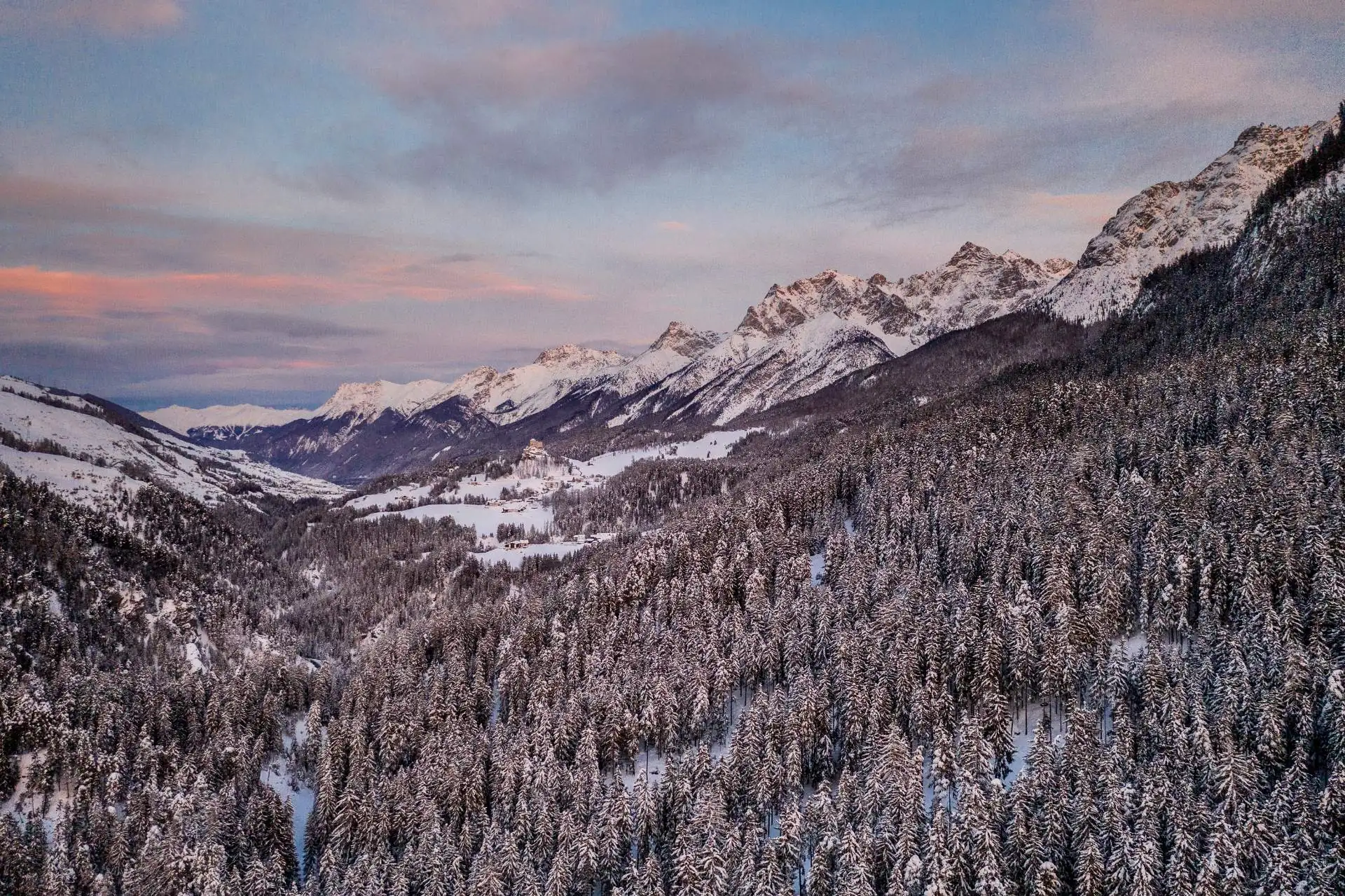 Winterlandschaft bei Tarasp, Unterengadin